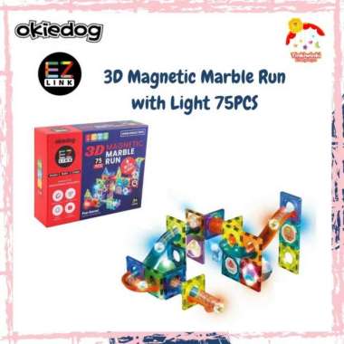 Okiedog EZLink 3D Magnetic Marble Run with Light 75PCS