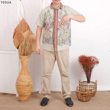 Evercloth Yosua Kemeja Batik Pria Lengan Pendek Hem Batik Cowok Baju Batik Laki-Laki STANDAR