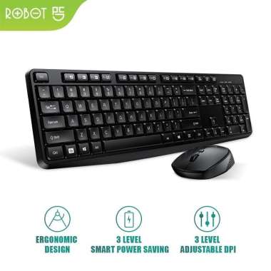 Robot KM3100 Wireless Keyboard Mouse Combo - KM3100 - Hitam