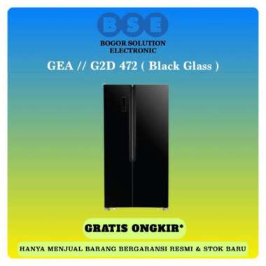 G2D-472 | G2D 472 | G2D472 | KULKAS MURAH SIDE BY SIDE GEA BLACK GLASS