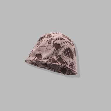 Topi Banie Kupluk Bucket Hat Fashion Sobek Rusak Punk Retro Wanita Cokelat
