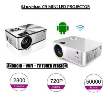 Proyektor Cheerlux C9 Wifi + TV Tuner 1080p Mini LED 2800 Lumens