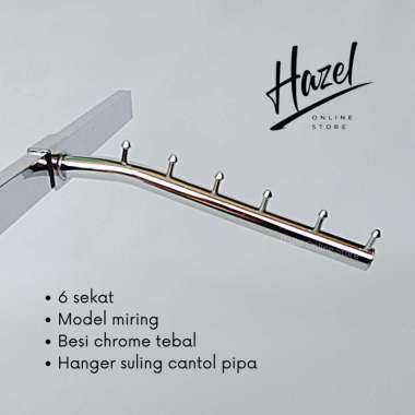 Hazel OS Hanger Suling Miring 6 Sekat Cantol Pipa Kotak Gantungan Display SKTL
