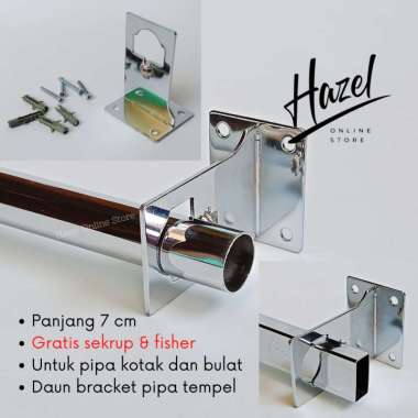 Hazel OS Daun Braket Besi Tempel Dinding Siku Bracket Penyangga Pipa Kotak Dan Bulat SPPT
