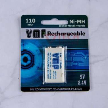 Battery 9V 9Volt 9 Volt Charge Rechargeable VMP 110mAh Batere Baterai