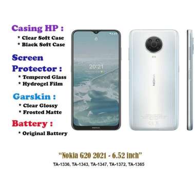 Nokia G20 2021 - 6.52 inch - Case - Screen Protector - Battery - Dll Black Soft case