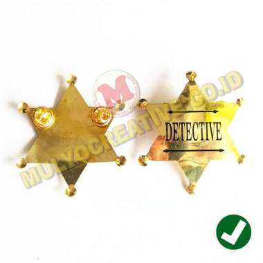 Pin Bintang Detective Gold Pin Model Bintang Bahan Logam Kuningan Mulyocreative
