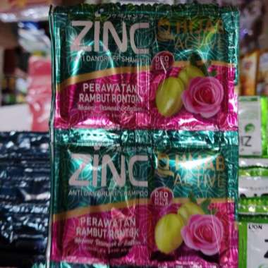 Shampoo zinc sachet renceng isi 12 sachet hijau pink