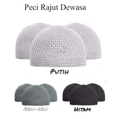 Kopiah Peci Haji Songkok Rajut Polos Dewasa Bahan tebal halus Random