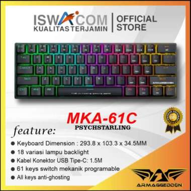 Keyboard Gaming Mechanical Armaggeddon Mka-61C Rgb