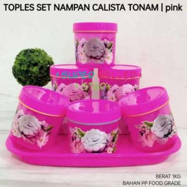 Calista Toples Tonam 7 in 1 Set Nampan Tempat Wadah Kue Warna Warni