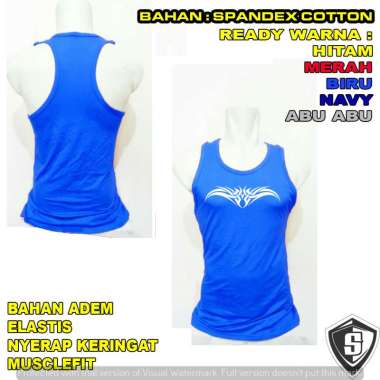Singlet gym pria chest tatoo Pakaian Musclefit L
