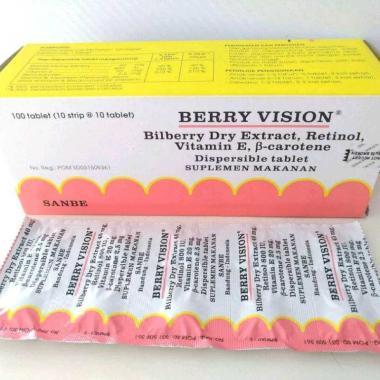 Berry Vision PINK dispersible tablet / tablet cepat larut air per strip isi 10 tab suplemen makanan