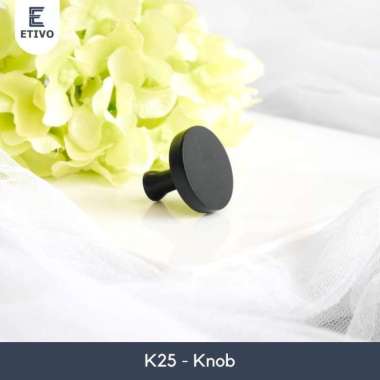 Etivo K25 Cabinet Door Knob Handle Round | Tarikan Laci | Gagang Lemari Bulat Hitam