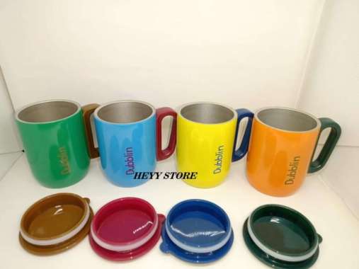 MUG DUBLIN POLO GELAS MUG DENGAN TUTUP GELAS STAINLESS