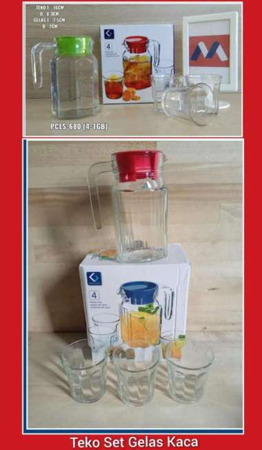 TEKO SET GELAS KACA TEKO MINUM SET ISI 3 GELAS TEKO GELAS