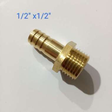 Neple Selang Sok Sambung Kuningan Drat Luar 1/2" x 1/2" inch