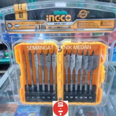 12PCS MATA BOR KAYU KIPAS TRISULA SPADE WOOD BITS 6mm - 32mm SET INGCO