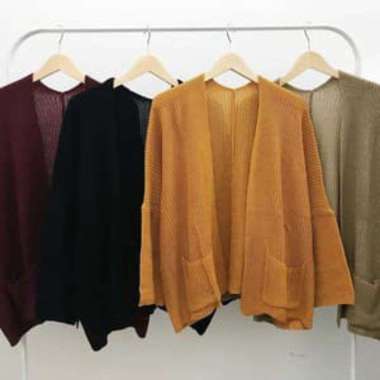 Lavella Cardy Rajut | Cardigan Wanita Semua Ukuran Maroon