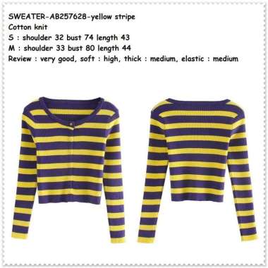 AB257628 Cardigan Kardigan Jaket Rajut Sweater Garis Wanita Import