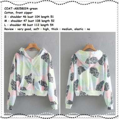 AB258024 Zebra Sporty Jaket Hoodie Jacket Hoodie Wanita Korea Import