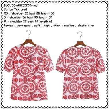 AB265202 Baju Atasan Bordir Blouse Merah Putih Wanita Korea Import