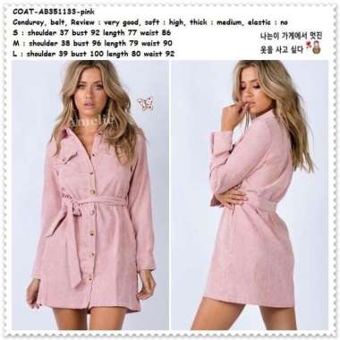 AB351133 Blazer Coat Mini Dress Kemeja Wanita Korea Import Pink Tunik