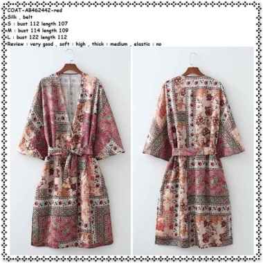 AB462442 Outer Long Cardigan Kimono Bunga Wanita Jepang Korea Import