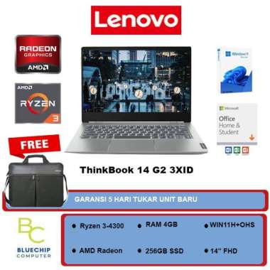 Laptop Lenovo ThinkBook 14 G2 3XID - Ryzen 3-4300 4GB 256GB 14 Win 10