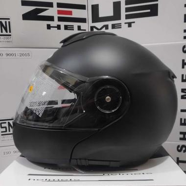 Zeus ZS3050 Modular Flip Up Double Visor - Helm Zeus ZS-3050 Modular XXL Black Doff