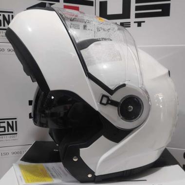Zeus ZS3050 Modular Flip Up Double Visor - Helm Zeus ZS-3050 Modular L White Glossy