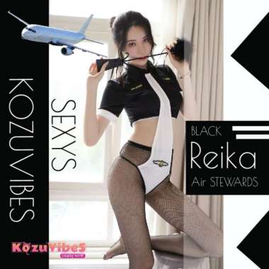 Kozuvibes Cosplay Sexy Uniform Seragam Army Pramugari Bikini Reika Hitam