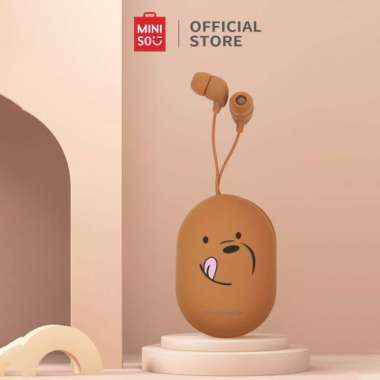 MINISO We Bare Bears Headset Earphone Headphone Mic Tempat Penyimpanan - Putih BEST SELLER Multicolo
