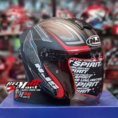 NJS KAIROZ DV FURION - Helm NJS Half Face NJS FURION NJS Double Visor L BLACK RED DOFF