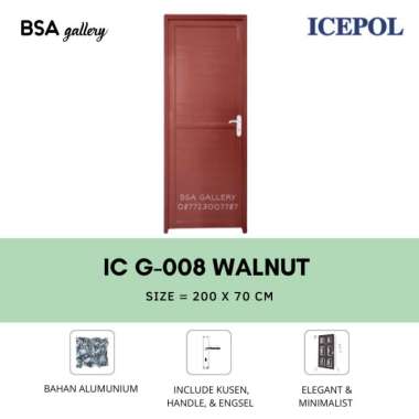 PINTU ALUMUNIUM KAMAR MANDI + KUSEN KUNCI / PINTU TOILET COKLAT ICEPOL ENGSEL KANAN