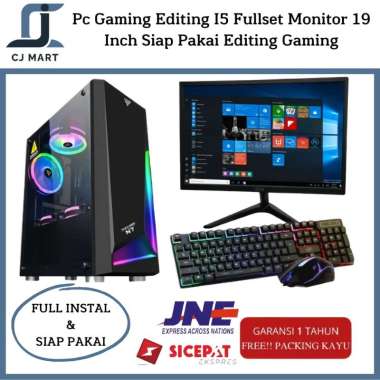 Pc Gaming Editing I5 Fullset Monitor 19 Inch Siap Pakai Editing Gaming CPU+MONITOR Casing BG Hitam 0