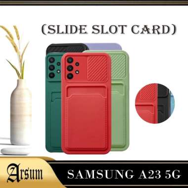 PROMO Case SAMSUNG A23 5G , SAMSUNG A23 4G Slide Camera Slot Card Holder Casing SAMSUNG A23 5G, SAMSUNG A23 4G SAMSUNG A23 5G Biru muda