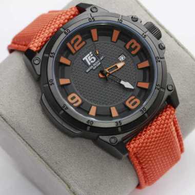 Jam Tangan Pria T5 Branded Original Strap Canvas Tanggal Aktif Free Box T37439 Orange