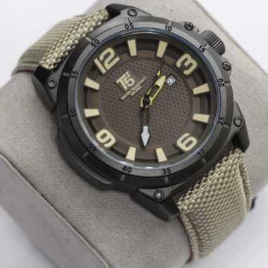 Jam Tangan Pria T5 Branded Original Strap Canvas Tanggal Aktif Free Box T37439 Abu