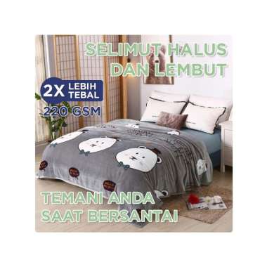 Goto Cuddle Blanket Selimut Dewasa Bulu Tebal Halus Lembut Karakter BEAR GREY