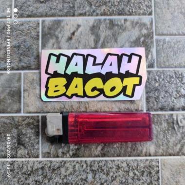 Stiker Halah Bacot Kata Viral FYP Hologram Rainbow Motor Helm HP Case