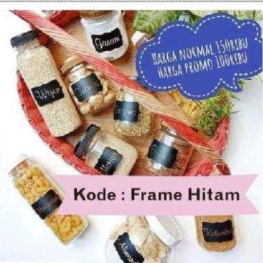 Paket 30 pc Stiker Bumbu Nama Custom Murah Awet Dekorasi Dapur Rumah Frame Hitam