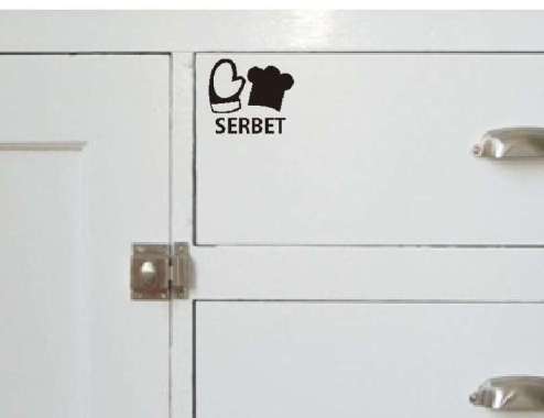 Stiker Nama Cabinet Rak Kitchen Set Sticker Dapur Serbet Cempal Masak Putih