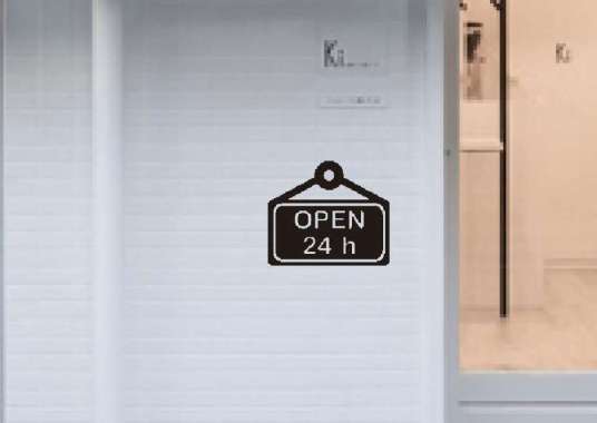 Stiker Open 24 Hours Jam Operasional Toko Warnet Cafe Signage Sticker