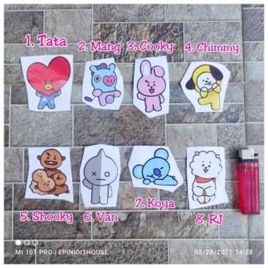 Stiker Vinyl BTS BTS21 Animasi Kartun Korea Kpop Chimmy Cooky RJ ARMY 8. RJ