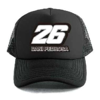 Topi Trucker Moto GP Fans 26 Daniel Pedrosa Honda Club Baseball Sablon Hitam