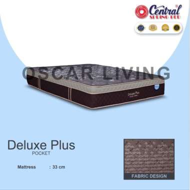 Central Deluxe Plus Pocket Kasur Springbed Coklat Tebal 33 Cm [Mattress Only Spring Bed/Kasur Saja Khusus Jabodetabek] 100 x 200
