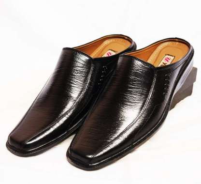 Sepatu Sandal Slop Pria 100% Kulit Sapi Asli Tekstur Serat Kayu Bustong Ready Size Jumbo 44 45 46 46