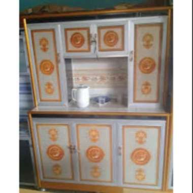 Rak Piring 4 Pintu Gendong Kaca Lukis Full Colour+Roda (Harga Promo)