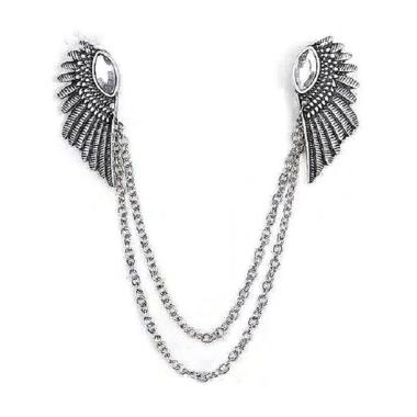 Houseofcuff Wing Lapel Pin Bros Pria - Silver perak